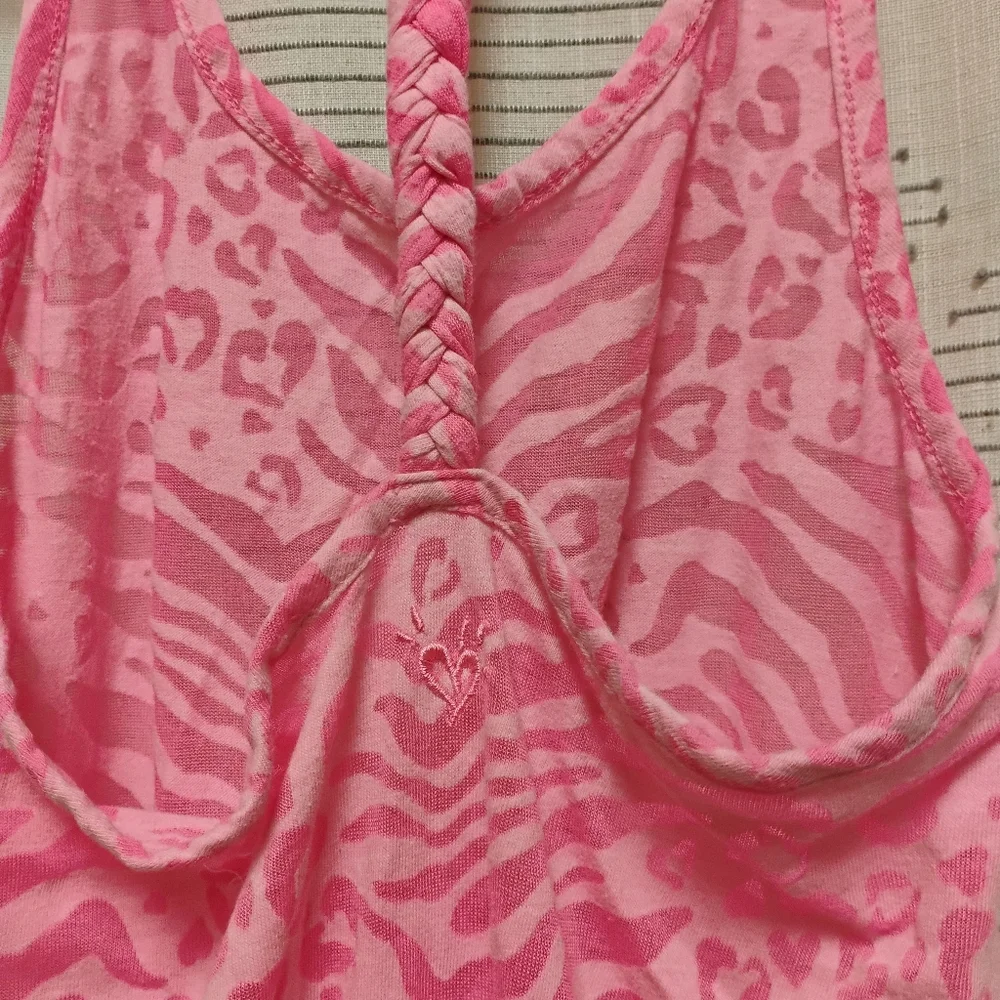 Justice Girls Pink Animal Print Swim Cover Up Halter Dress Size 6 7